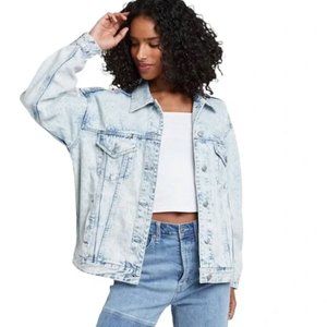 Denim Trucker Jacket Light Acid Wash Oversized Jean Wild Fable M